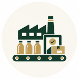 Icone d'une usine avec une chaine de production