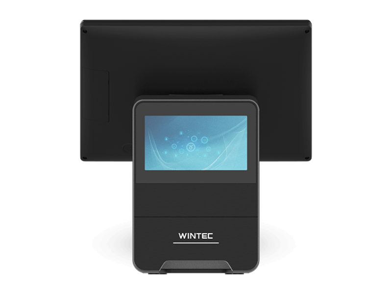 TPV Wintec AnyPOS 100 vue arrière avec écran client